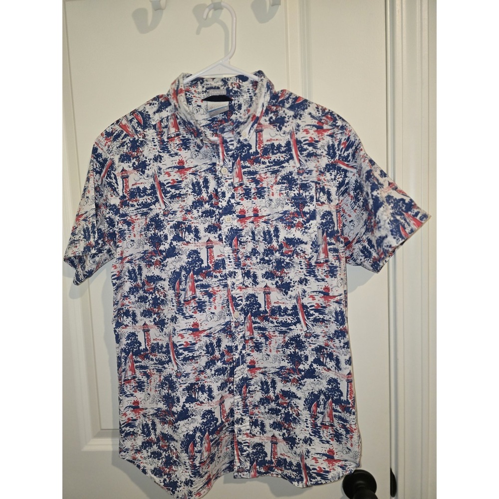 Men's Columbia Short Sleeve Nautical‎ Style Polo Shirt Size Medium